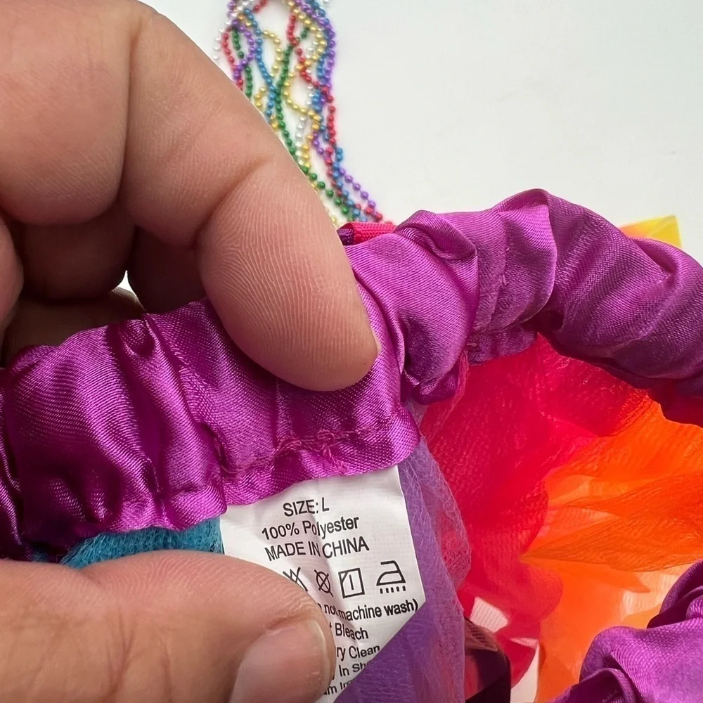 Colorful Kids Tutu, Bow, and Bead Set - Rainbow - Size L - New, Never Worn